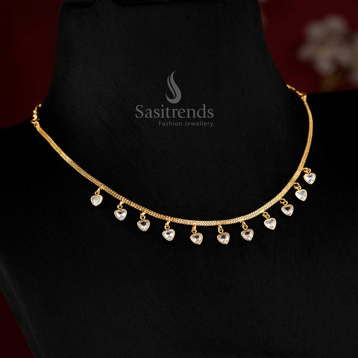 Trendy Design of American Diamond Micro Gold Plated Necklace for Girls – Parties & Saree Wear| 24K Gold Plated Jewellery - Sasitrends