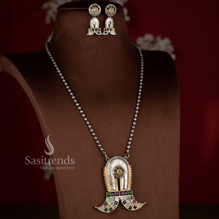 Grand multi antique oxidised 92.5 silver plated Shivlinga necklace set for Navarathri festivals – Sasitrends