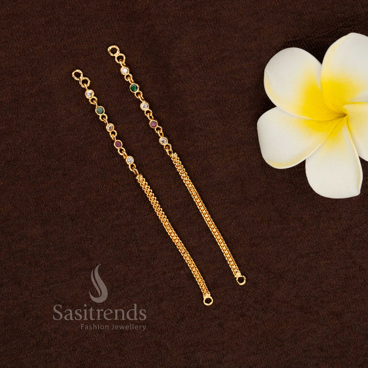 Imperial glow impon micro gold plated stone round chain matil multi designed with guaranteed jewellery finish and real gold look ideal for grand functions, ceremonies and classical performances – Sasitrends