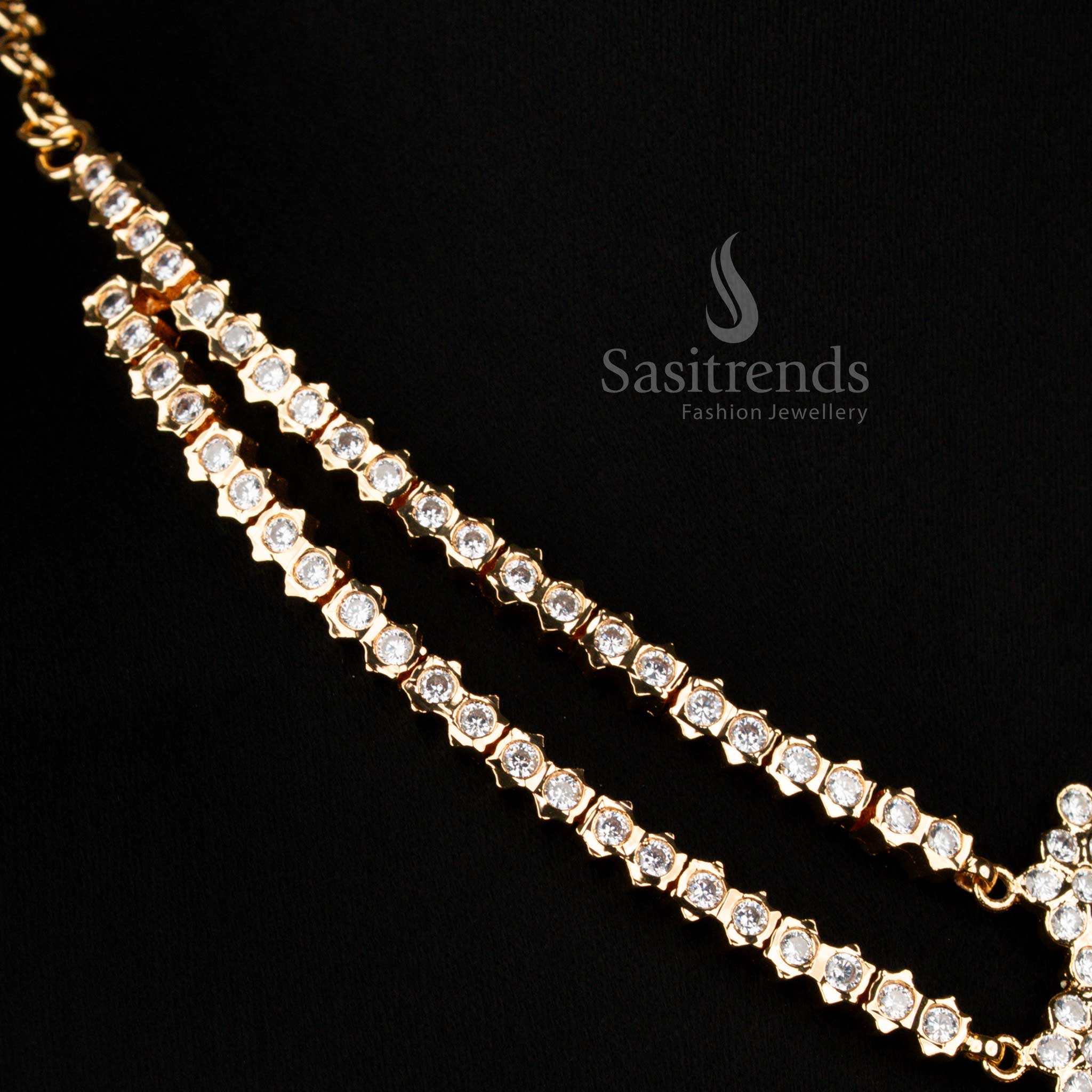 Elegant white Guaranteed Impon Attigai 24K Micro Gold Plated Panchaloga necklace, double layer bridal perfection – Sasitrends