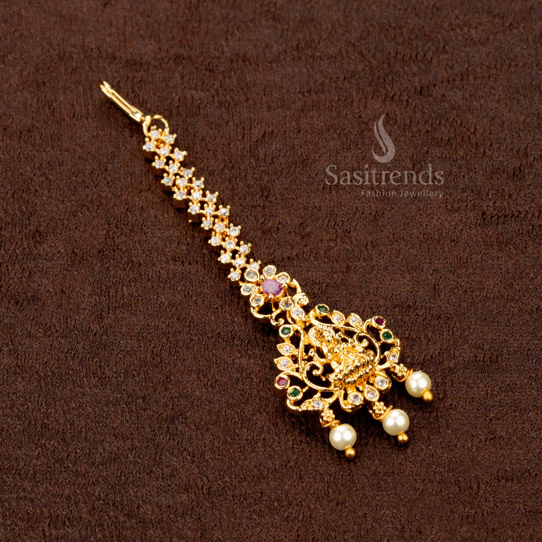 Classic One Gram Jewellery Lakshmi Maang Tikka, Gold Plated, Temple Design – Sasitrends