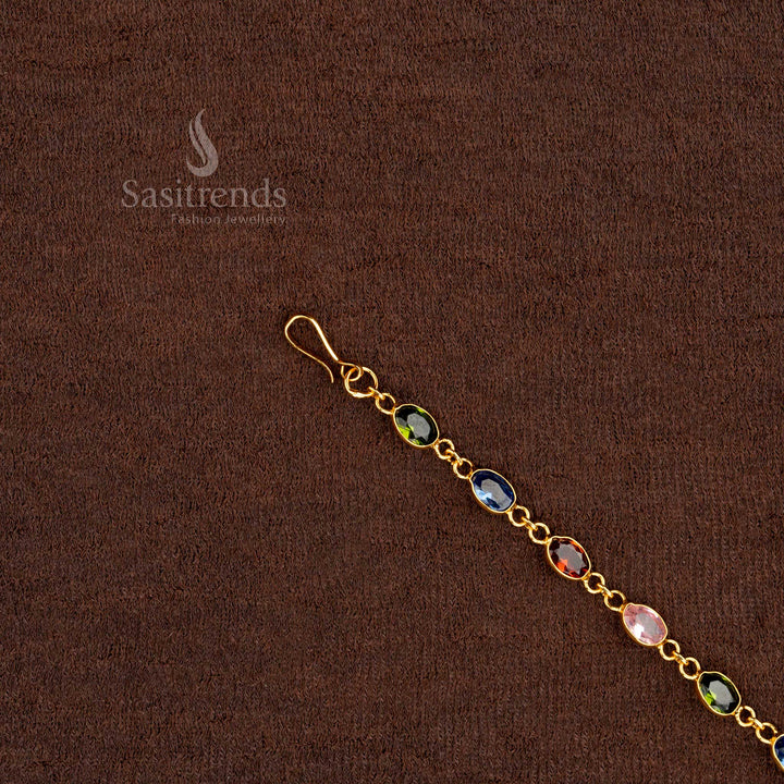 Stylish Navaratna Bracelet with Micro Gold Plating and AD Stones, Saree Wear – Sasitrends
