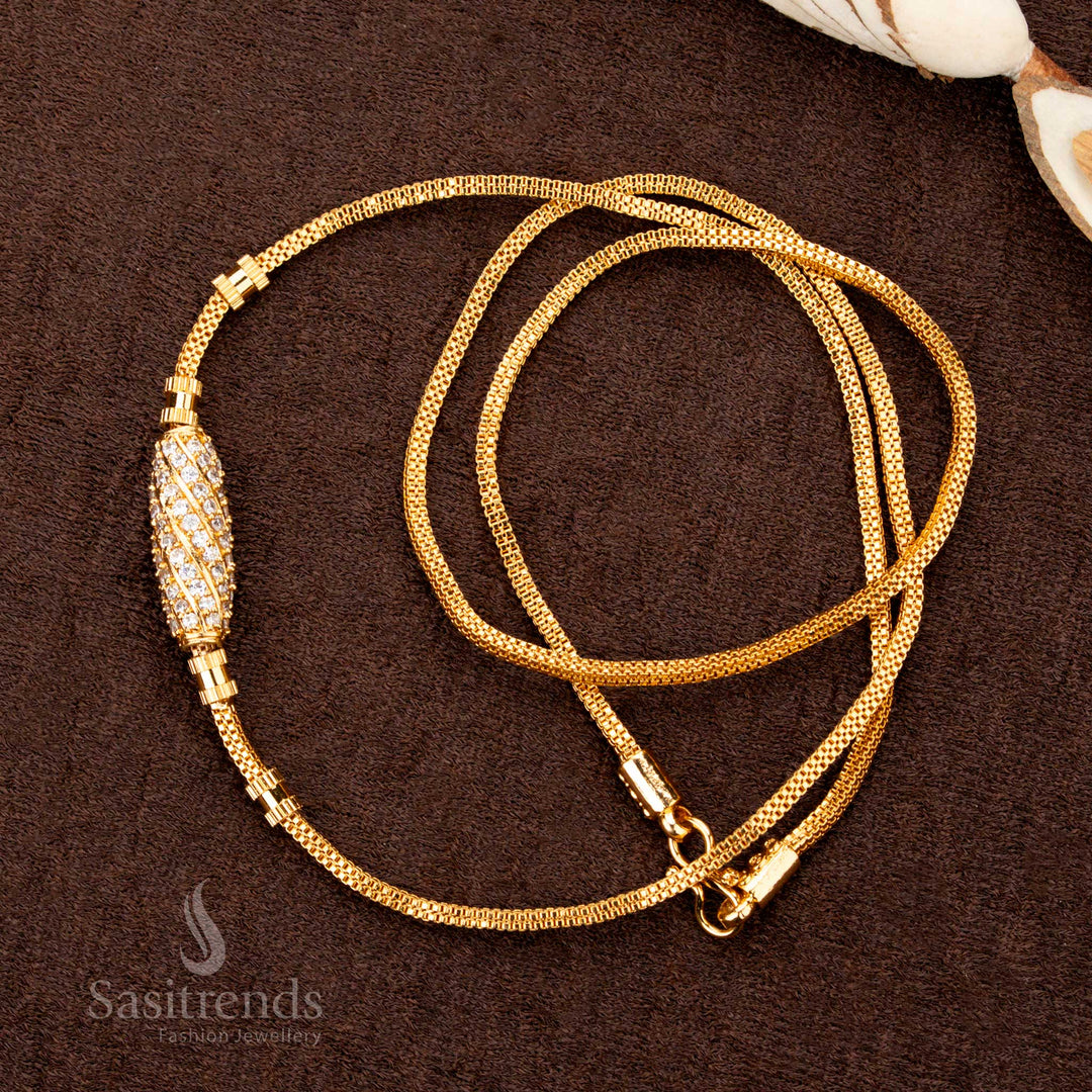 24 Carat Gold Plated Side Pendant Chain with Sparkling AD Stones – Sasitrends