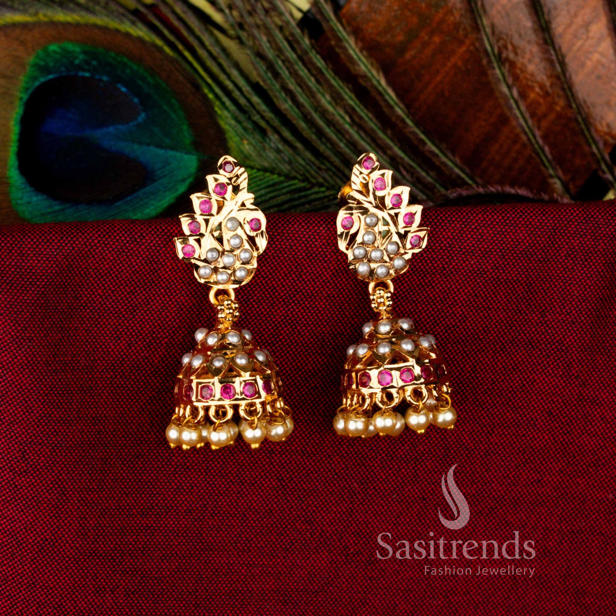 Opulent Guaranteed Impon Addigai Micro Gold Plated Temple Jhumka Earrings, timeless classic jewellery for weddings and festive gatherings – Sasitrends
