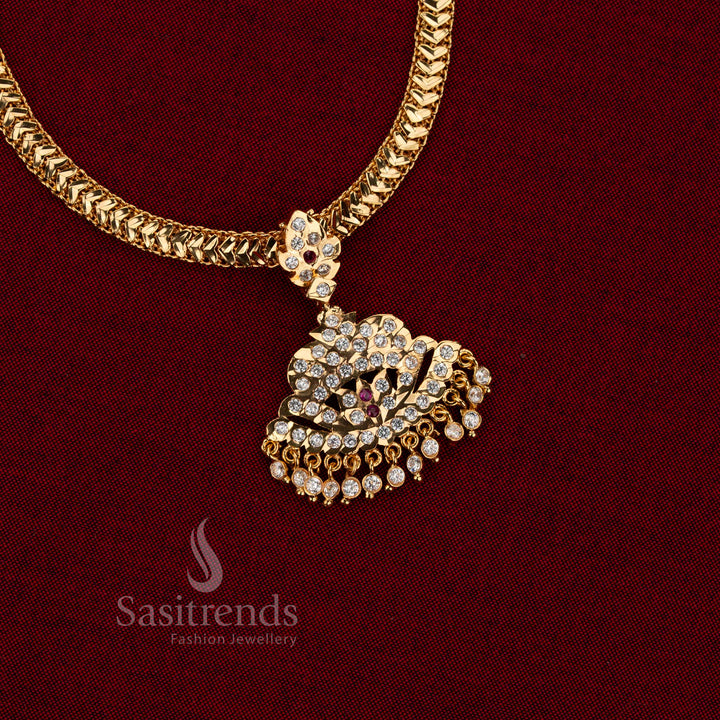 Imperial heart impon micro gold plated Gati chain pendant necklace with guaranteed gold finish ideal for bridal adornment, temple ceremonies and cultural celebrations – Sasitrends