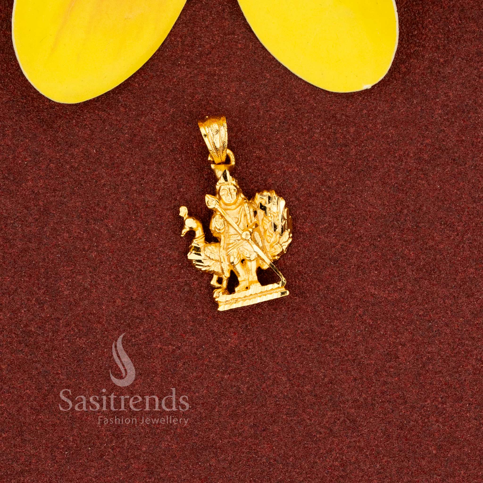 Blessed micro gold plated Murugan peacock forming pendant designed for religious occasions and pooja styling – Sasitrends
