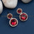 Radiant Red Stone Rose Gold Plated Earring with American Diamond Stones