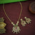 Elegant Temple Gold Plated Peacock Necklace Set with American Diamonds and Pearl Drops