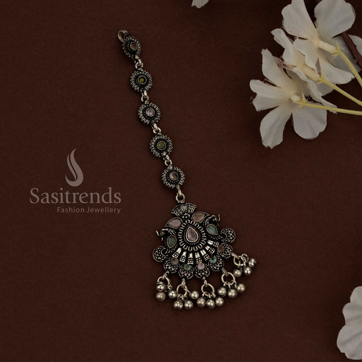 Beautiful Design Collections of Kolapuri Oxidised Maang Tikka with Silver Beads for Navaratri, Ethnic & Cultural Styling