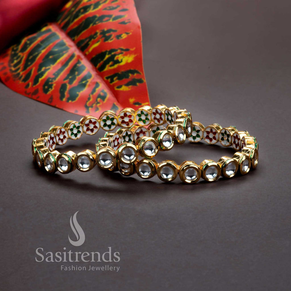 Trendy High Gold Plated Oval Kundan Stone Bangles Sasitrends Online Shopping 