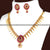 Matte Gold Plated Floral Necklace Set with White-Ruby American Diamond Stones