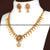 Matte Gold Plated Floral Necklace Set with White American Diamond Stones