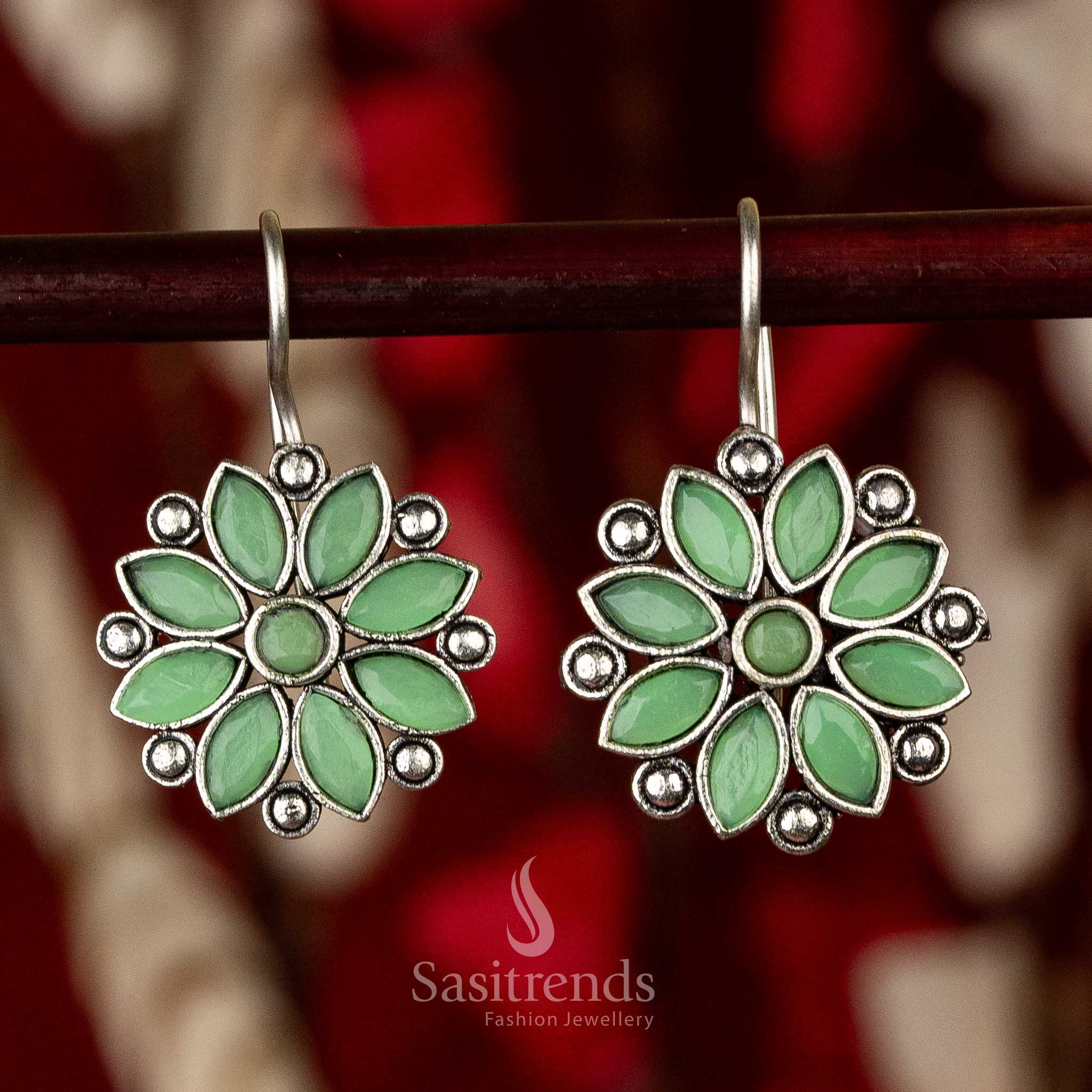 Latest Oxidised Floral Designer Earrings Navarathiri Special Elegance Sasitrends