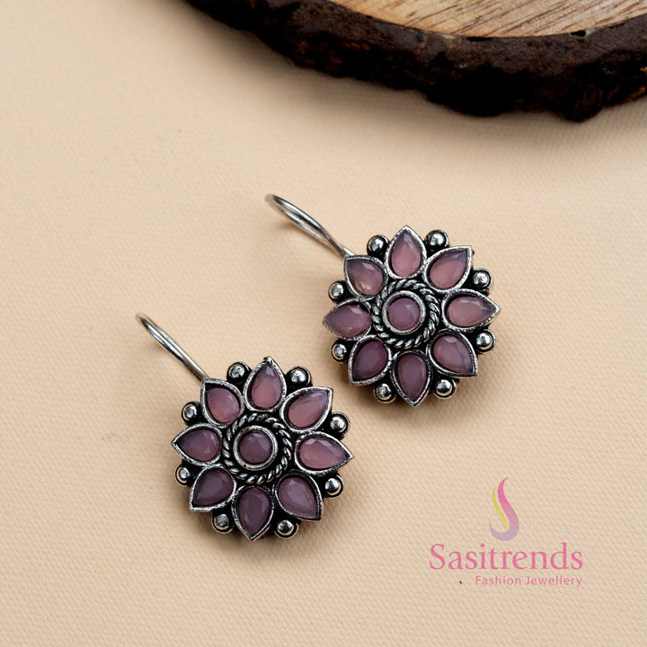 Latest Latest layered Flower Pattern Oxidised German Silver Earrings