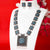  Oxidised German Silver Necklace featuring Captivating Sky Blue Stones Pendant and Matching Pearl Earrings.