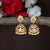 Latest Temple Wear Matt Gold Plated AD Stone Studded Jhumka Earrings