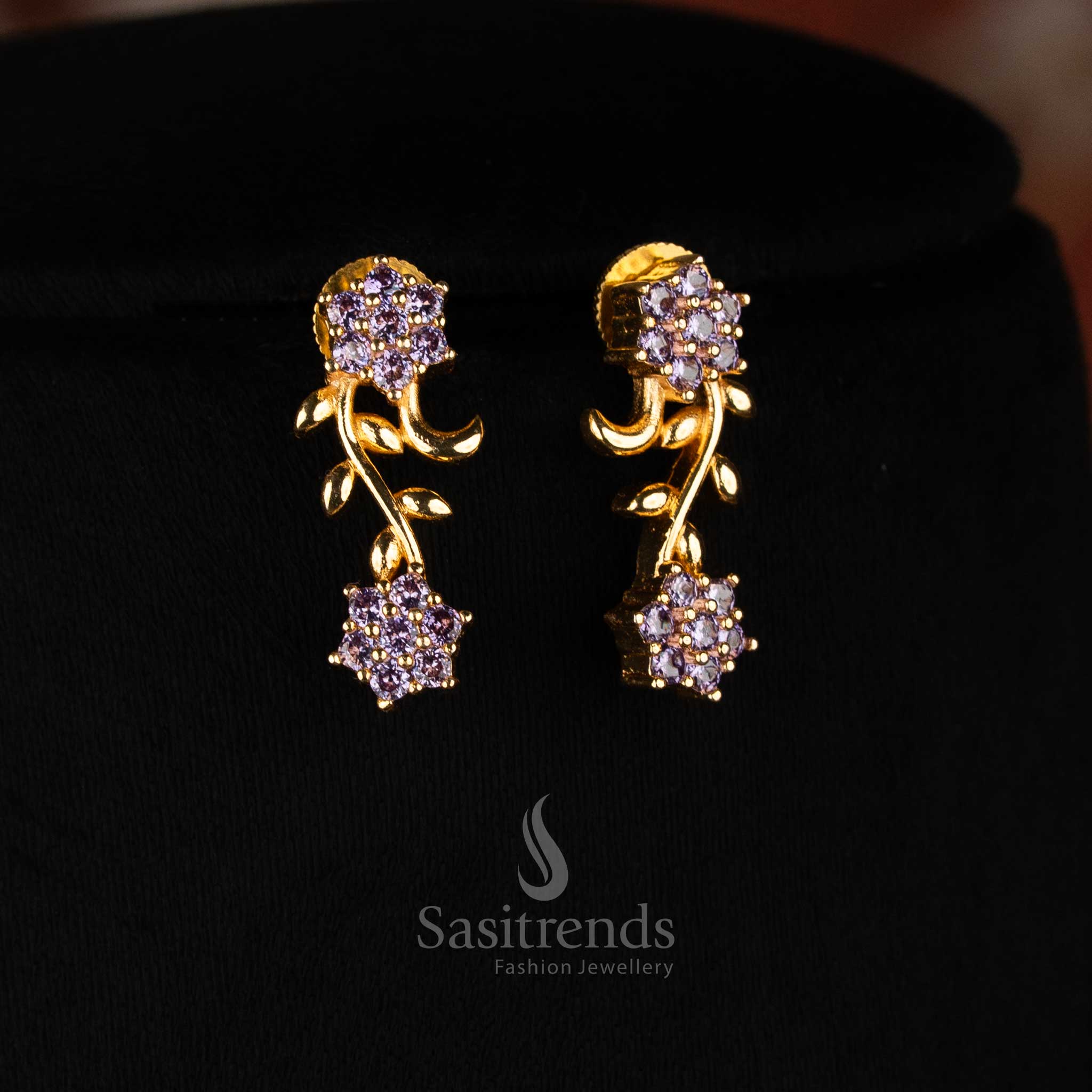 Lavender AD micro gold drop vine earrings – Sasitrends