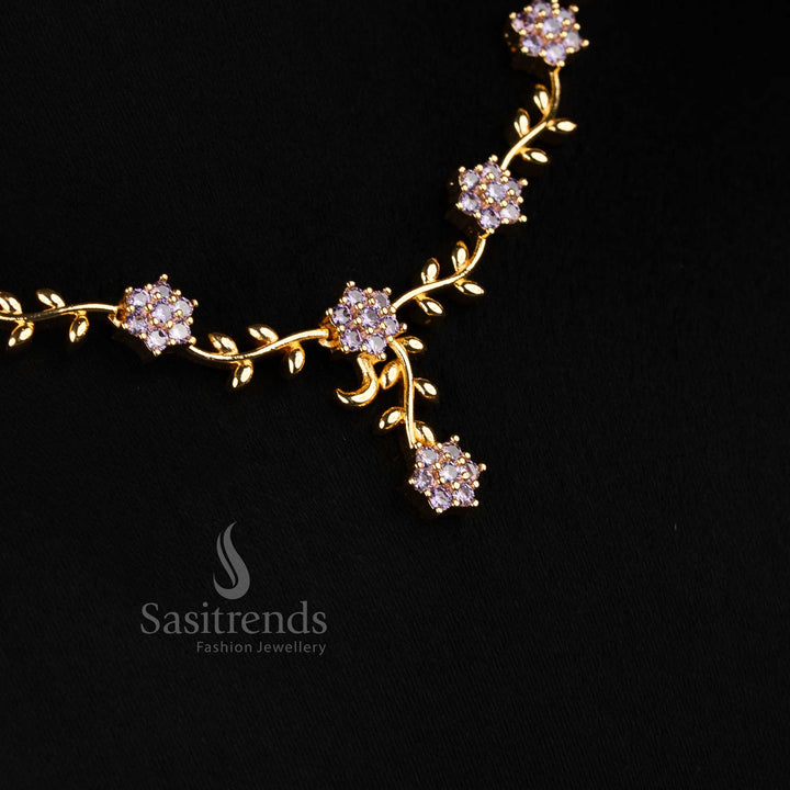 Elegant lavender micro gold plated floral vine necklace – Sasitrends