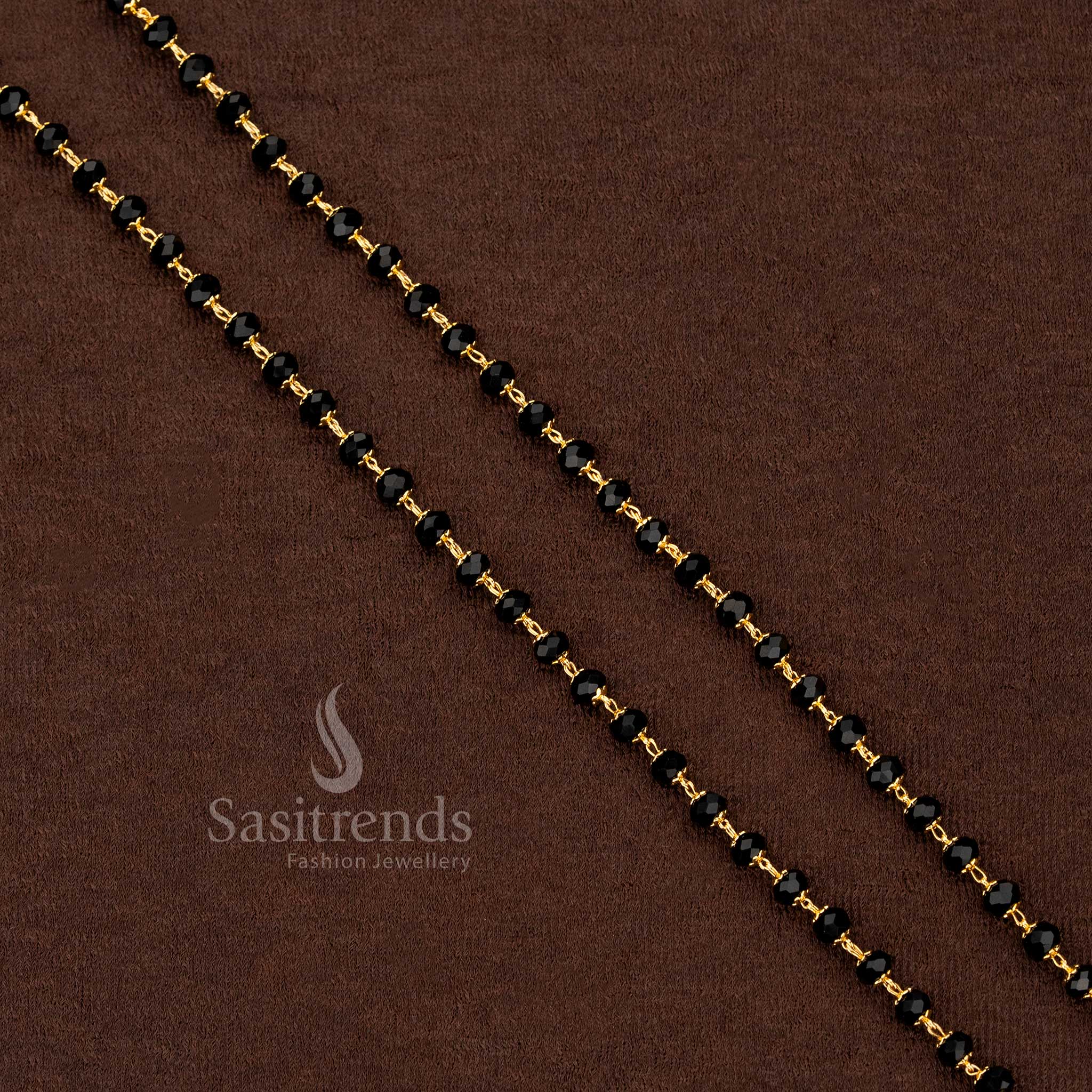 Vibrant micro gold plated black beads chain adorned with antique ball details, ideal to wear for family celebrations and cultural festivals – Sasitrends