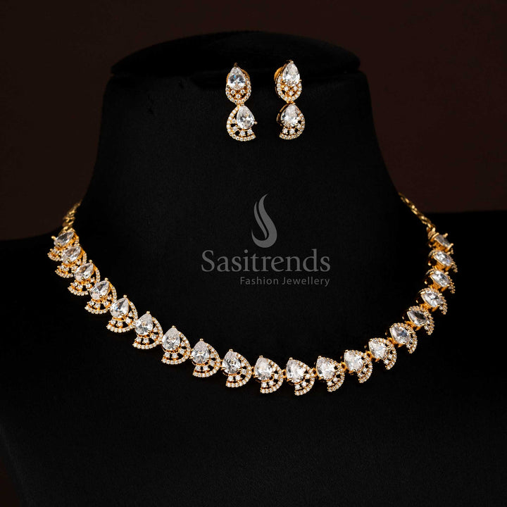 Exquisite white gold plated infinity pendant necklace with shimmering American diamonds for celebration occasions - Sasitrends