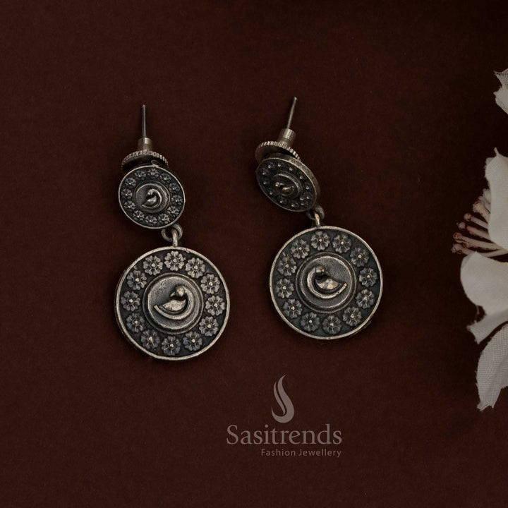 Divine 92.5 Silver Oxidised Plated Floral Tribal Earrings Jewellery Set festival gatherings Sasitrends