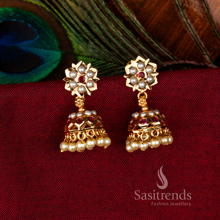Divine Guaranteed Impon Addigai Micro Gold Plated Temple Jhumka Earrings, exquisite bridal jewellery for weddings and sacred events – Sasitrends