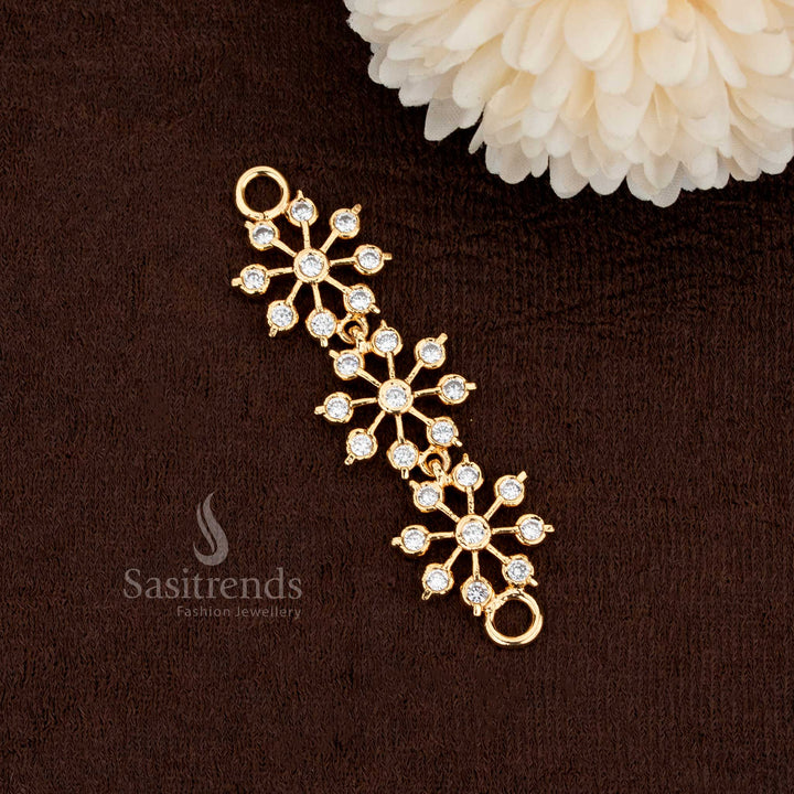 Grand Impon Addigai Micro Gold Plated Panchaloha Mugappu Pendant – 3 Flower Patterns with festive elegance and dazzling ornamental beauty – Sasitrends