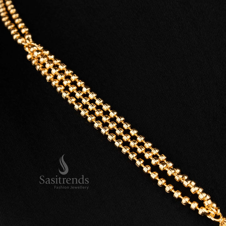 Radiant triple strand Lakshmi coin ball necklace, stylish jewellery for traditional temple wear - Sasitrends
