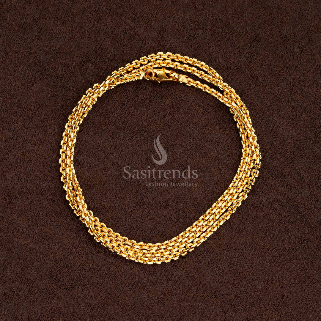 Grand Thick One Gram Gold Plated Box Chain With Exquisite Shine Perfect For Traditional And Party Wear - Sasitrends