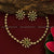 Graceful Temple Gold Plated Green-Ruby Kemp Stone Choker Necklace with Jhumkas - Latest Party Wear