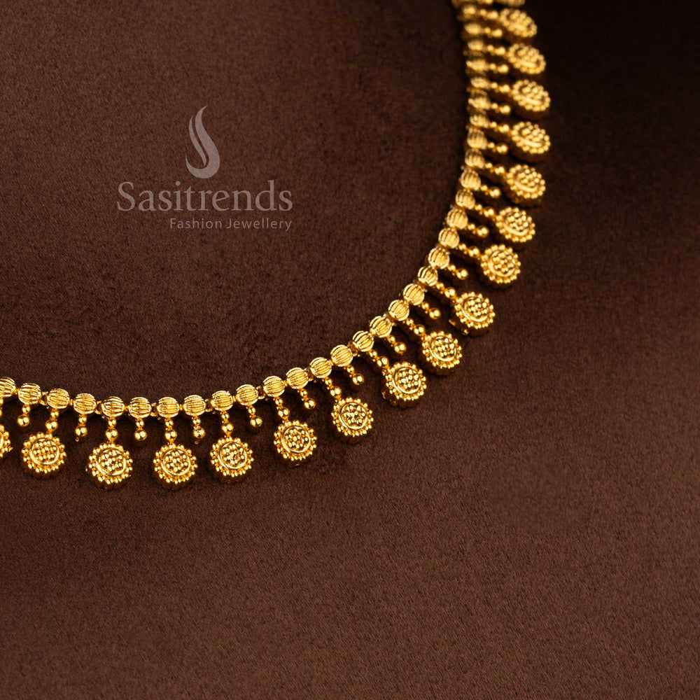 Temple matte gold plated necklace crafted with intricate traditional artistry for women festive and cultural styling – Sasitrends