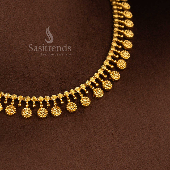 Temple matte gold plated necklace crafted with intricate traditional artistry for women festive and cultural styling – Sasitrends