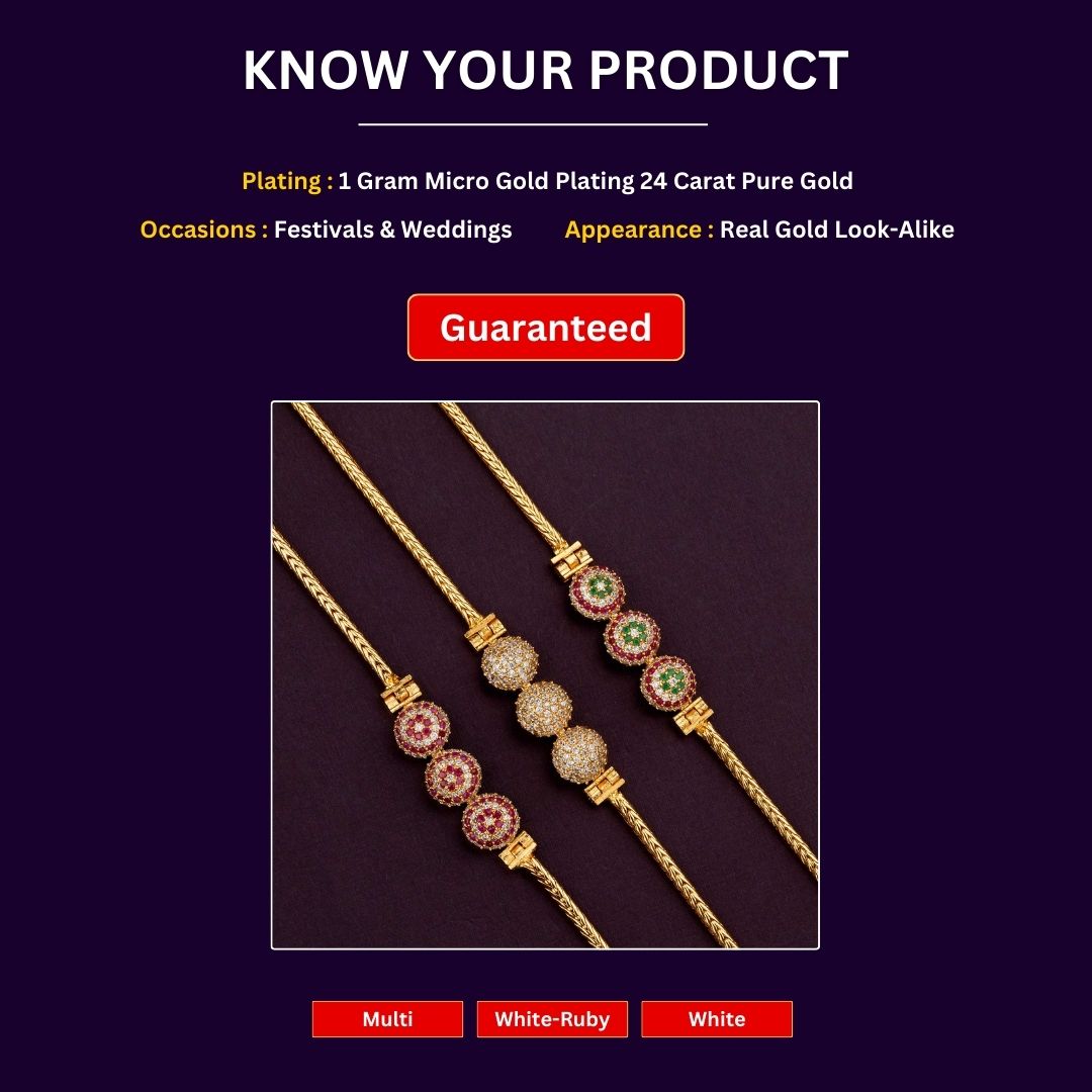 Micro gold plated Mugappu Chain Measurement Image -Sasitrends