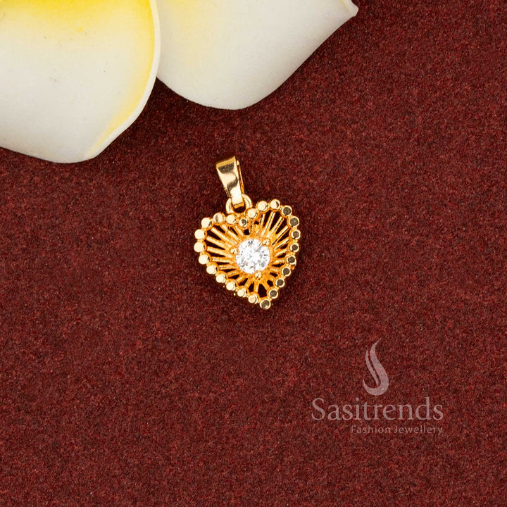Dazzling Micro Gold Plated AD Heart Ray Pendant for Glamorous Events & Elegant Gatherings – Guaranteed