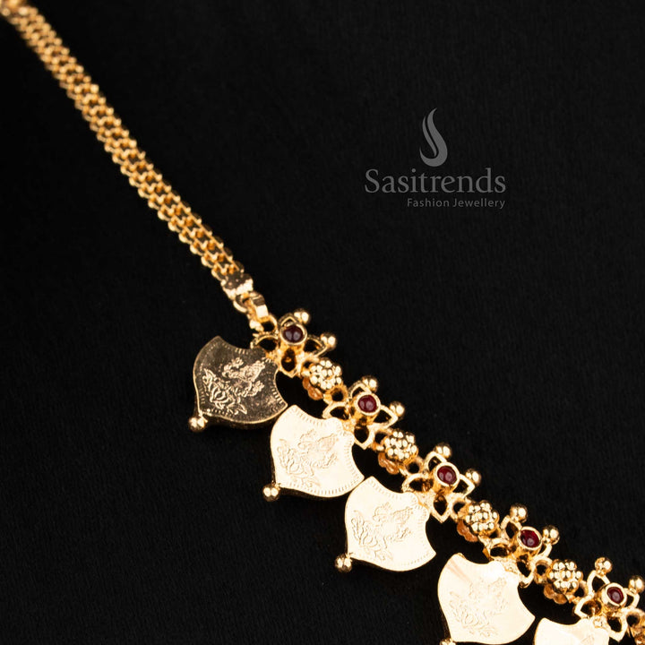 Graceful micro gold plated AD Kerala Lakshmi necklace, perfect jewellery for cultural and ethnic wear - Sasitrends