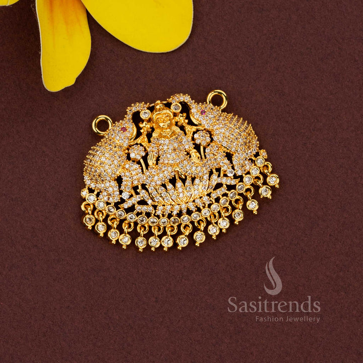 Amazing Micro Gold Plated AD Stone Dual Elephant with Lakshmi Pendant for Traditional Temple & Wedding Wear - Guaranteed