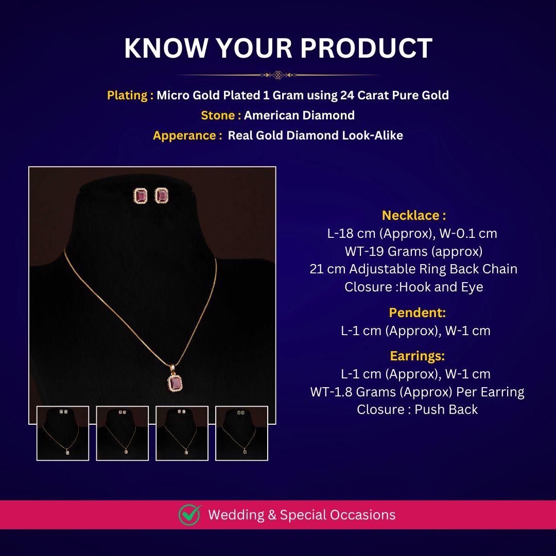 Micro gold plated necklace set measurement image - Sasitrends