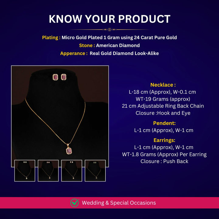 Micro gold plated necklace set measurement image - Sasitrends