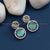 Glamorous Mint Stone Rose Gold Plated Earrings with American Diamond Stones