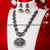 Trendy Mint Stone Floral Pendant Necklace Set - Party-Ready Oxidised German Silver and Pearl Jhumkas