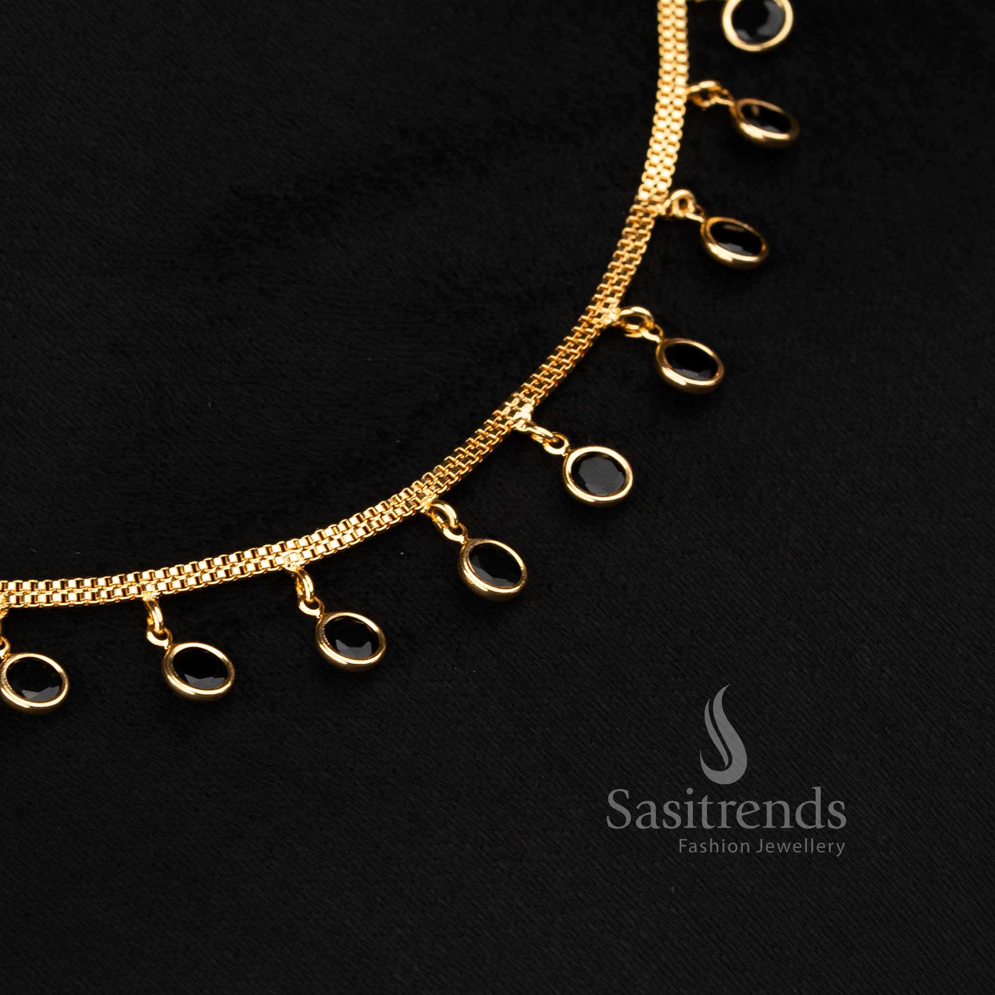Trendy Design of American Diamond Micro Gold Plated Necklace for Girls – Parties & Saree Wear| 24K Gold Plated Jewellery - Sasitrends