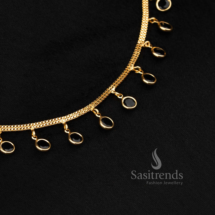 Trendy Design of American Diamond Micro Gold Plated Necklace for Girls – Parties & Saree Wear| 24K Gold Plated Jewellery - Sasitrends