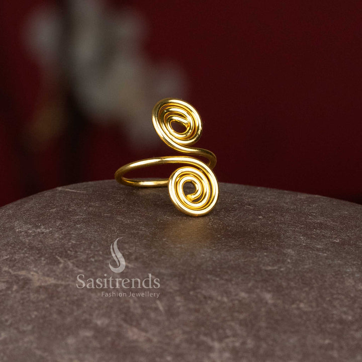 Stylish gold plated adjustable ring for women, perfect jewellery for party and celebration wear – Sasitrends