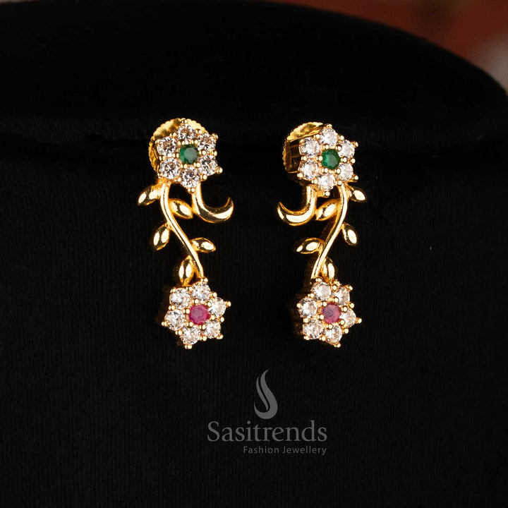 Designer multi floral vine AD earrings – Sasitrends