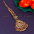 Matte Gold Plated Maang Tikka with Multi Color Stones & Bead Drops