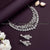 Timeless Rhodium Silver Plated Choker Necklace Set with Sparkling White American Diamond Stones