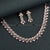 Pink Glamour Defined! Rose Gold Floral Necklace Set with Earrings – American Diamond Stones for Women 