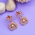 Rose Gold Plated Yellow Earrings with American Diamond Stones - Elegant Party Wear