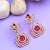 Rose Gold Plated Ruby Earrings - Glittering American Diamond Stones