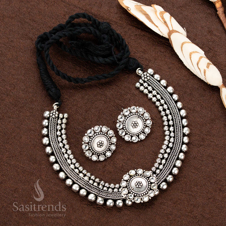 Traditional oxidised necklace set for festive and saree wear – Sasitrends